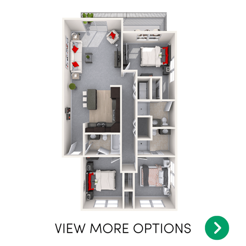 3 bedroom 3 bathroom floor plan at Waterbury Apartments in East Lansing near Michigan State University